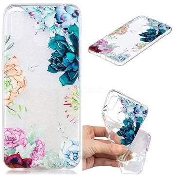 Gem Flower Clear Varnish Soft Phone Back Cover for Huawei Honor Play(6.3 inch)