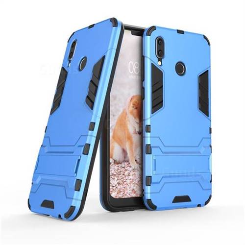 Armor Premium Tactical Grip Kickstand Shockproof Dual Layer Rugged Hard Cover for Huawei Honor Play(6.3 inch) - Light Blue