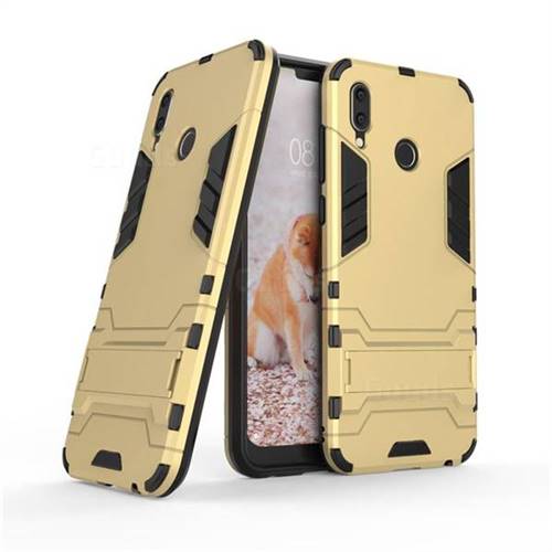 Armor Premium Tactical Grip Kickstand Shockproof Dual Layer Rugged Hard Cover for Huawei Honor Play(6.3 inch) - Golden