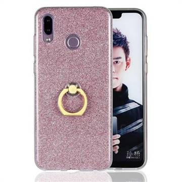 Luxury Soft TPU Glitter Back Ring Cover with 360 Rotate Finger Holder Buckle for Huawei Honor Play(6.3 inch) - Pink
