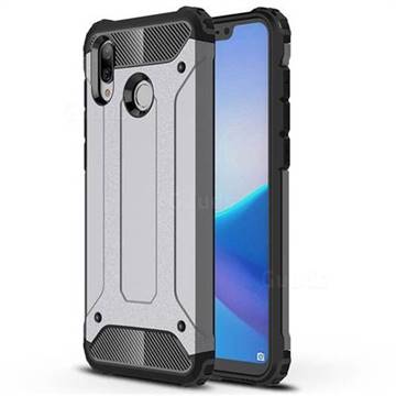 King Kong Armor Premium Shockproof Dual Layer Rugged Hard Cover for Huawei Honor Play(6.3 inch) - Silver Grey