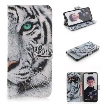 White Tiger PU Leather Wallet Case for Huawei Honor Play(6.3 inch)