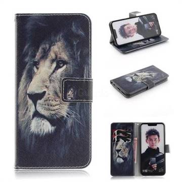 Lion Face PU Leather Wallet Case for Huawei Honor Play(6.3 inch)