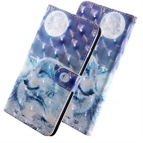 Moon Wolf 3D Painted Leather Wallet Case for Huawei Honor Play(6.3 inch)
