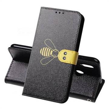Silk Texture Bee Pattern Leather Phone Case for Huawei Honor Play(6.3 inch) - Black