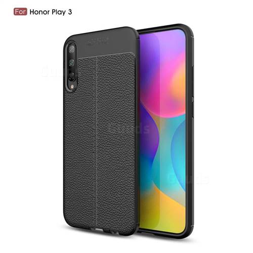 Luxury Auto Focus Litchi Texture Silicone TPU Back Cover for Huawei Honor Play 3 - Black