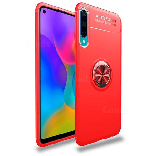 Auto Focus Invisible Ring Holder Soft Phone Case for Huawei Honor Play 3 - Red