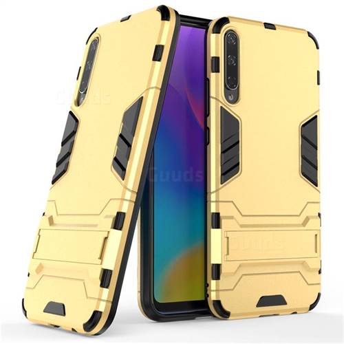 Armor Premium Tactical Grip Kickstand Shockproof Dual Layer Rugged Hard Cover for Huawei Honor Play 3 - Golden
