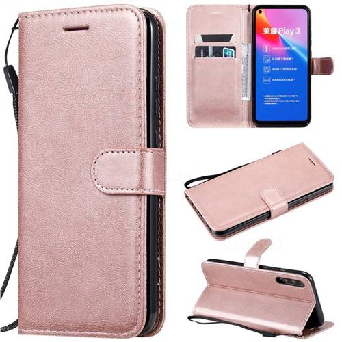 Retro Greek Classic Smooth PU Leather Wallet Phone Case for Huawei Honor Play 3 - Rose Gold