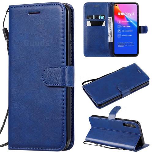 Retro Greek Classic Smooth PU Leather Wallet Phone Case for Huawei Honor Play 3 - Blue