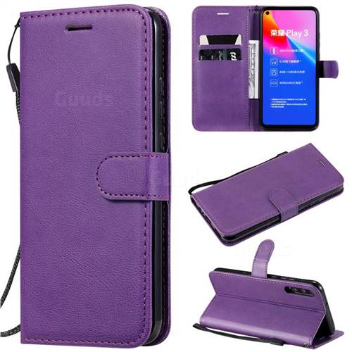 Retro Greek Classic Smooth PU Leather Wallet Phone Case for Huawei Honor Play 3 - Purple