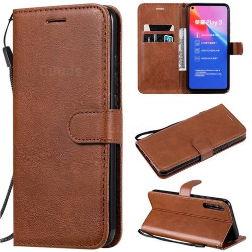 Retro Greek Classic Smooth PU Leather Wallet Phone Case for Huawei Honor Play 3 - Brown