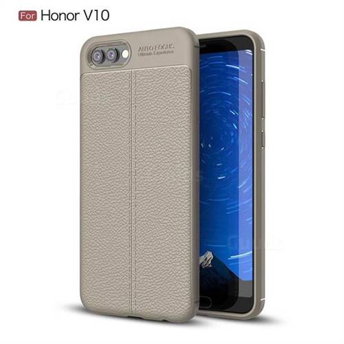 Luxury Auto Focus Litchi Texture Silicone TPU Back Cover for Huawei Honor View 10 (V10) - Gray