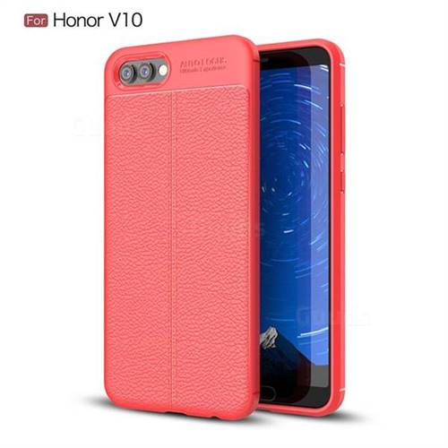 Luxury Auto Focus Litchi Texture Silicone TPU Back Cover for Huawei Honor View 10 (V10) - Red