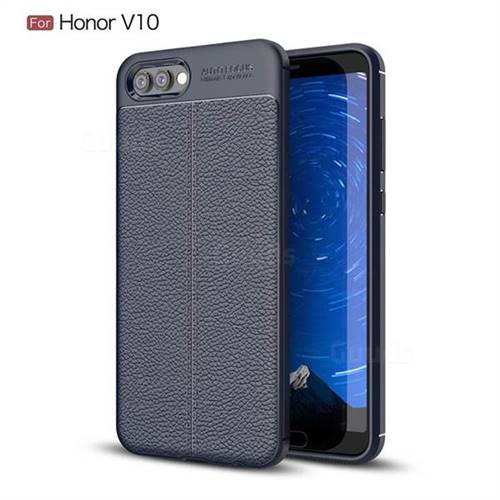 Luxury Auto Focus Litchi Texture Silicone TPU Back Cover for Huawei Honor View 10 (V10) - Dark Blue