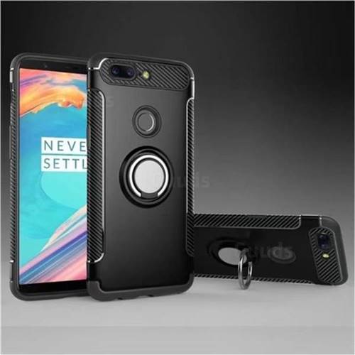Armor Anti Drop Carbon PC + Silicon Invisible Ring Holder Phone Case for Huawei Honor View 10 (V10) - Black