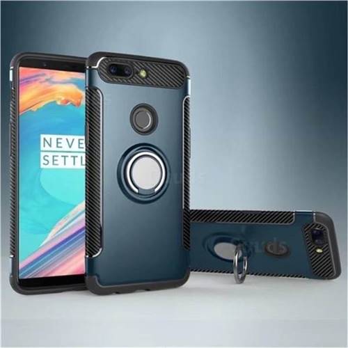 Armor Anti Drop Carbon PC + Silicon Invisible Ring Holder Phone Case for Huawei Honor View 10 (V10) - Navy