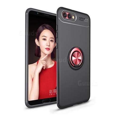 Auto Focus Invisible Ring Holder Soft Phone Case for Huawei Honor View 10 (V10) - Black Red