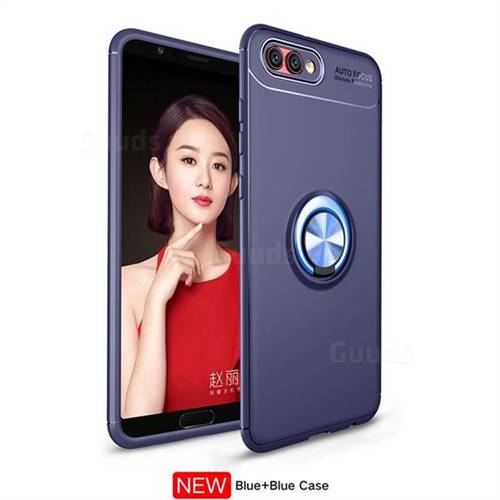Auto Focus Invisible Ring Holder Soft Phone Case for Huawei Honor View 10 (V10) - Blue