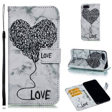 Marble Heart PU Leather Wallet Phone Case for Huawei Honor View 10 (V10) - Black