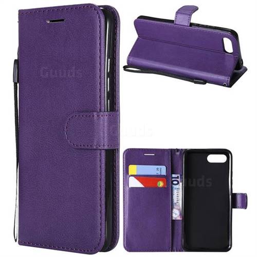 Retro Greek Classic Smooth PU Leather Wallet Phone Case for Huawei Honor View 10 (V10) - Purple
