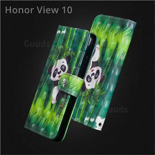 Climbing Bamboo Panda 3D Painted Leather Wallet Case for Huawei Honor View 10 (V10)