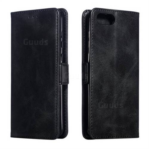 Retro Classic Calf Pattern Leather Wallet Phone Case for Huawei Honor View 10 (V10) - Black
