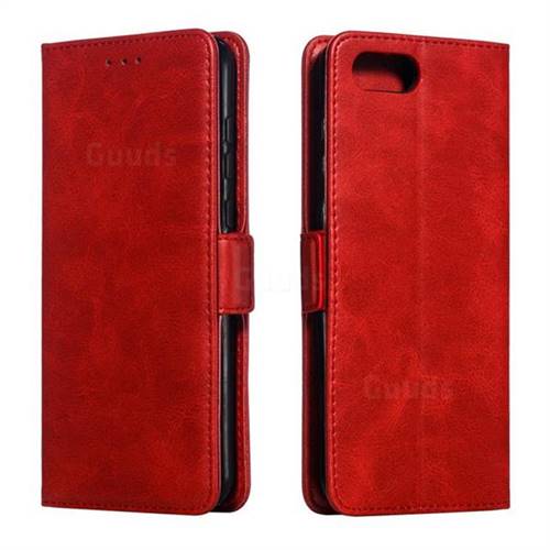 Retro Classic Calf Pattern Leather Wallet Phone Case for Huawei Honor View 10 (V10) - Red