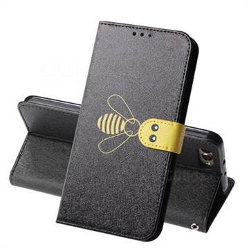 Silk Texture Bee Pattern Leather Phone Case for Huawei Honor View 10 (V10) - Black