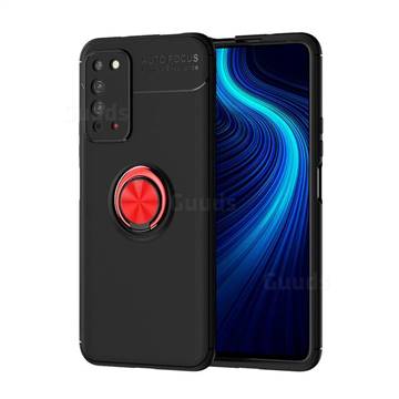 Auto Focus Invisible Ring Holder Soft Phone Case for Huawei Honor X10 5G - Black Red