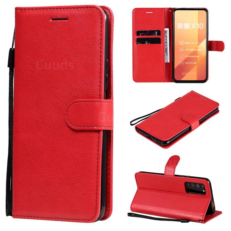 Retro Greek Classic Smooth PU Leather Wallet Phone Case for Huawei Honor X10 5G - Red