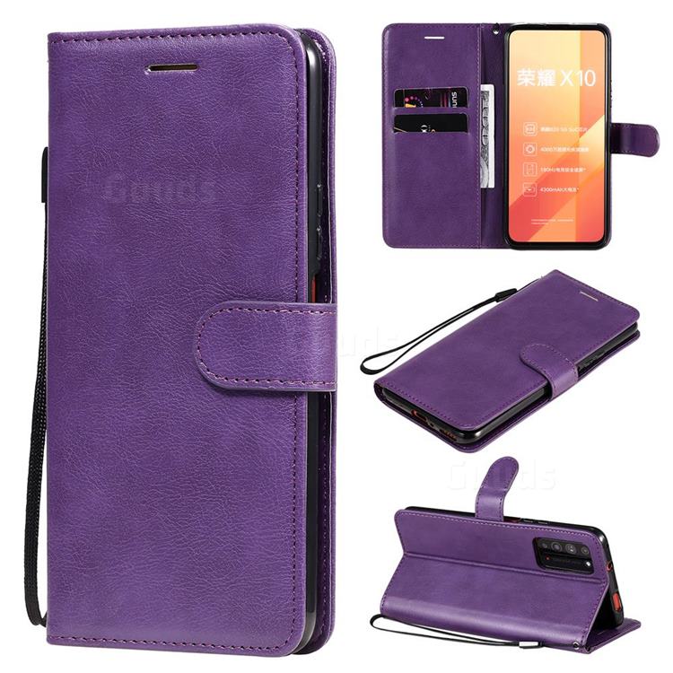 Retro Greek Classic Smooth PU Leather Wallet Phone Case for Huawei Honor X10 5G - Purple