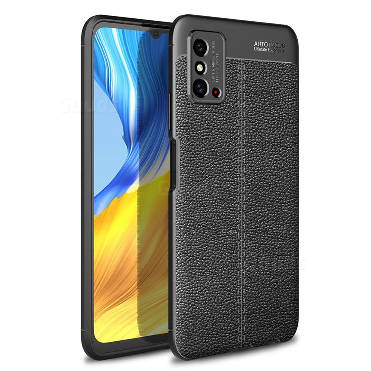 Luxury Auto Focus Litchi Texture Silicone TPU Back Cover for Huawei Honor X10 Max 5G - Black