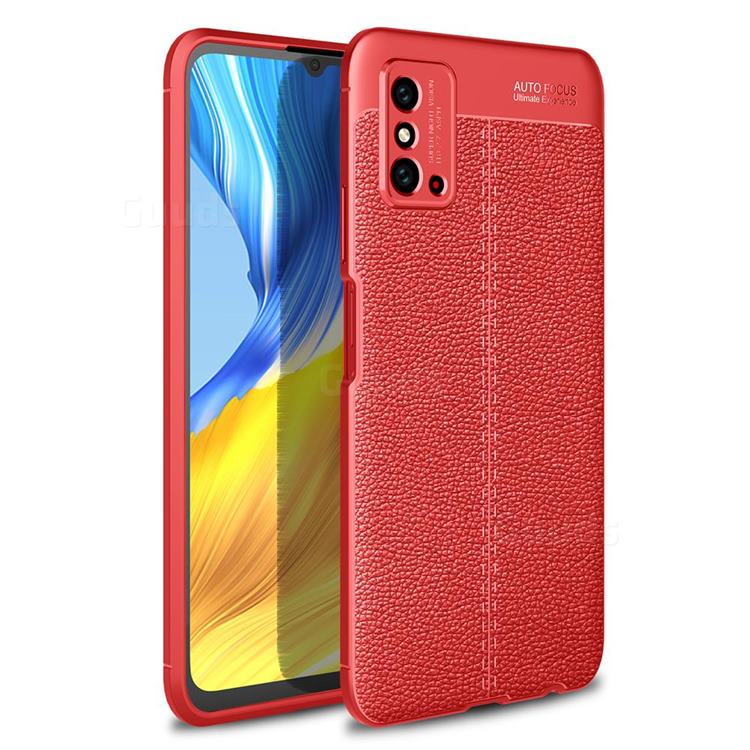 Luxury Auto Focus Litchi Texture Silicone TPU Back Cover for Huawei Honor X10 Max 5G - Red