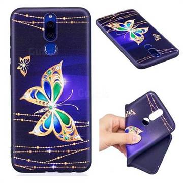 Golden Shining Butterfly 3D Embossed Relief Black Soft Back Cover for Huawei Mate 10 Lite / Nova 2i / Horor 9i / G10
