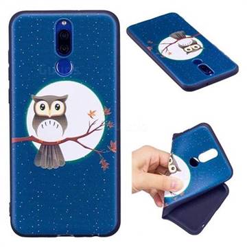 Moon and Owl 3D Embossed Relief Black Soft Back Cover for Huawei Mate 10 Lite / Nova 2i / Horor 9i / G10
