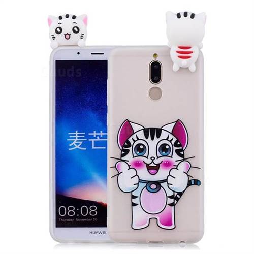 Cute Pink Kitten Soft 3D Climbing Doll Soft Case for Huawei Mate 10 Lite / Nova 2i / Horor 9i / G10