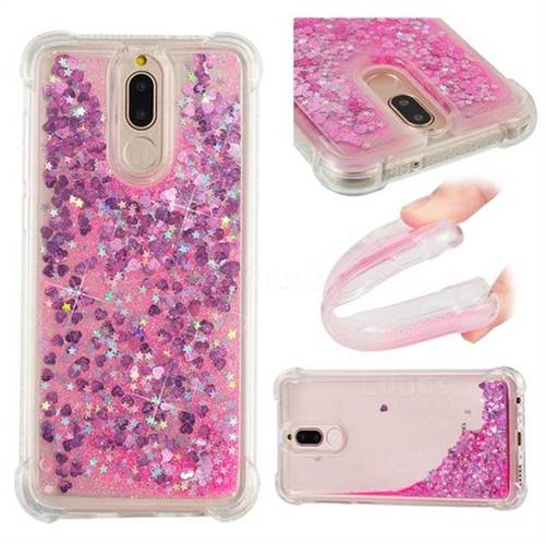 Dynamic Liquid Glitter Sand Quicksand TPU Case for Huawei Mate 10 Lite / Nova 2i / Horor 9i / G10 - Pink Love Heart