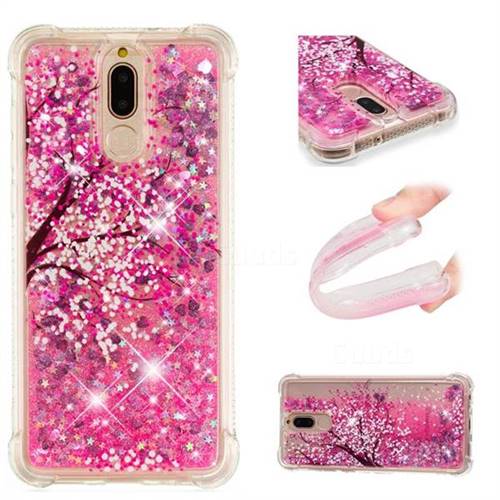 Pink Cherry Blossom Dynamic Liquid Glitter Sand Quicksand Star TPU Case for Huawei Mate 10 Lite / Nova 2i / Horor 9i / G10
