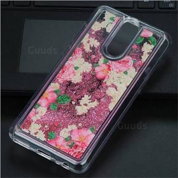 Rose Flower Glassy Glitter Quicksand Dynamic Liquid Soft Phone Case for Huawei Mate 10 Lite / Nova 2i / Horor 9i / G10
