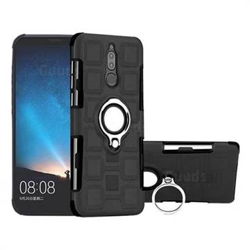 Ice Cube Shockproof PC + Silicon Invisible Ring Holder Phone Case for Huawei Mate 10 Lite / Nova 2i / Horor 9i / G10 - Black