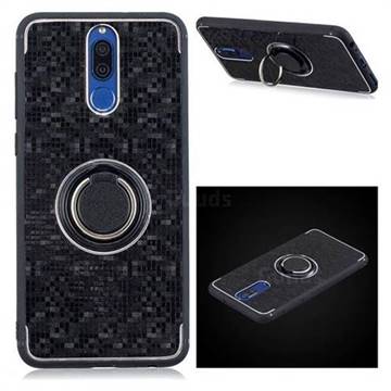 Luxury Mosaic Metal Silicone Invisible Ring Holder Soft Phone Case for Huawei Mate 10 Lite / Nova 2i / Horor 9i / G10 - Black