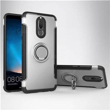 Armor Anti Drop Carbon PC + Silicon Invisible Ring Holder Phone Case for Huawei Mate 10 Lite / Nova 2i / Horor 9i / G10 - Silver