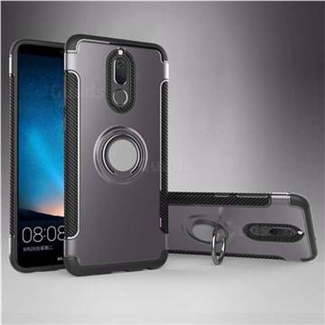 Armor Anti Drop Carbon PC + Silicon Invisible Ring Holder Phone Case for Huawei Mate 10 Lite / Nova 2i / Horor 9i / G10 - Grey