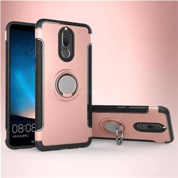 Armor Anti Drop Carbon PC + Silicon Invisible Ring Holder Phone Case for Huawei Mate 10 Lite / Nova 2i / Horor 9i / G10 - Rose Gold