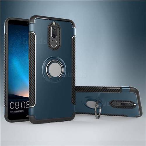 Armor Anti Drop Carbon PC + Silicon Invisible Ring Holder Phone Case for Huawei Mate 10 Lite / Nova 2i / Horor 9i / G10 - Navy