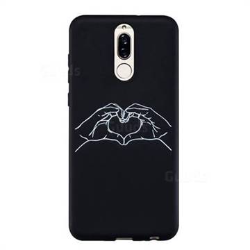 Heart Hand Stick Figure Matte Black TPU Phone Cover for Huawei Mate 10 Lite / Nova 2i / Horor 9i / G10
