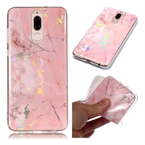 Powder Pink Marble Pattern Bright Color Laser Soft TPU Case for Huawei Mate 10 Lite / Nova 2i / Horor 9i / G10