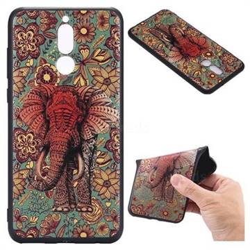 Colorfull Elephant 3D Embossed Relief Black TPU Back Cover for Huawei Mate 10 Lite / Nova 2i / Horor 9i / G10