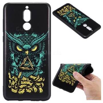 Owl Devil 3D Embossed Relief Black TPU Back Cover for Huawei Mate 10 Lite / Nova 2i / Horor 9i / G10